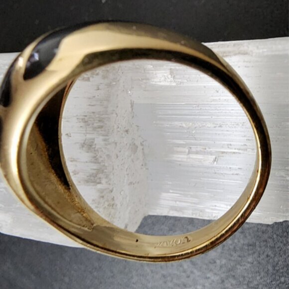 Vintage Black Enameled Gold  Avon Fashion Ring Size 6 - Picture 4 of 5